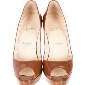 Christian Louboutin Brown Peep Toe Heels